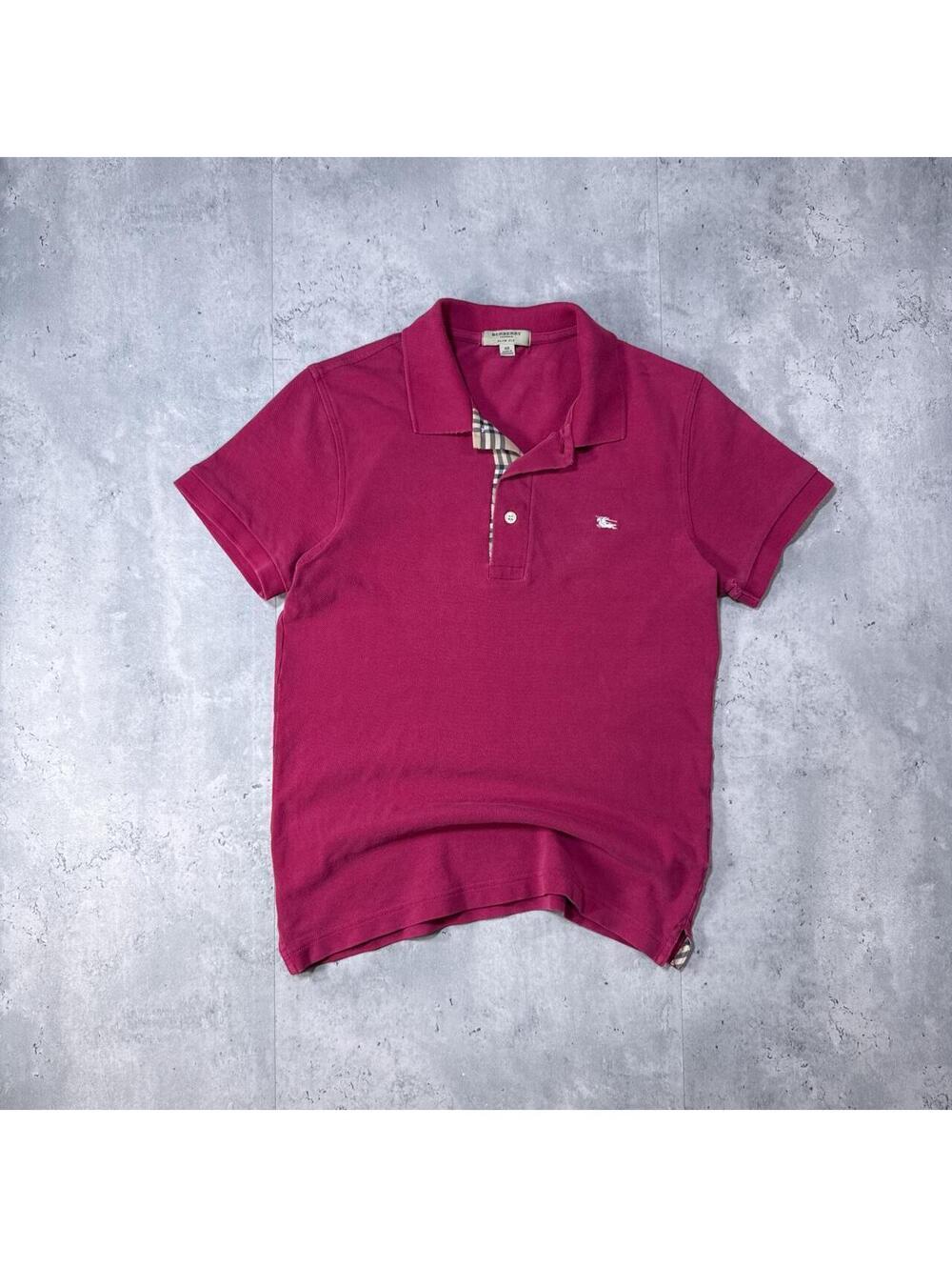 Y2K Burberry 00s pink polo logo shirt